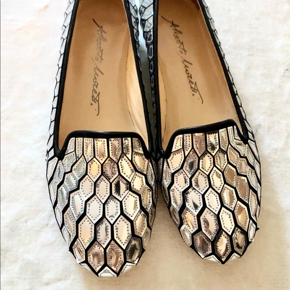 Alberto Moretti Mirrored Smoking Loafer Flats